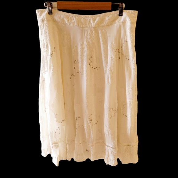 Soft Surroundings Lace Trimmed Flowy Summer Skirt White Size Large Petite - Picture 1 of 7